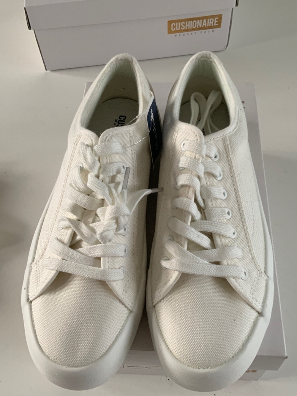 Cushionaire Women's White Canvas Sneakers